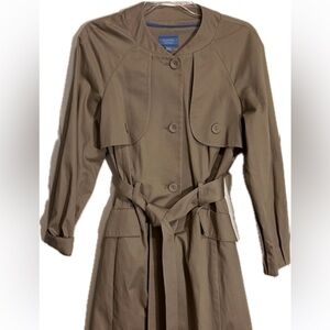 Simply Vera Wang Trench Coat Women's Medium Long Sleeve Khaki Tan Cotton